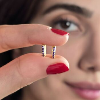 Amethyst February Birthstone Small Huggie Hoop Earrings, 3 of 6