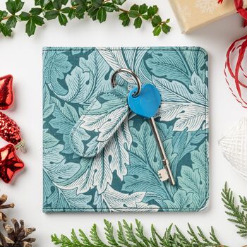 Blue Badge Permit Cover And Radar Key With Matching Key Ring In William Morris Acanthus Teal, 3 of 4