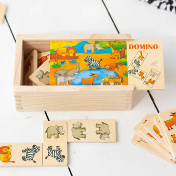 Personalised Safari Wooden Domino Toy Set, 3 of 6