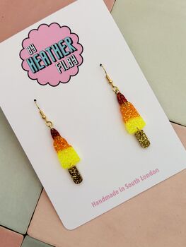Rainbow Rocket Ice Lolly Glitter Statement Earrings / Summer Party Gift / Bright Statement Jewellery / Handmade Accessories, 5 of 5