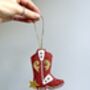 Cowboy Boot Hanging Christmas Decoration, thumbnail 3 of 8