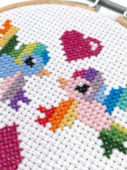 Rainbow Love Birds Cross Stitch Kit, 4 of 8