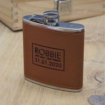 Personalised Leather Hip Flask, 6 of 10