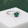 Sterling Silver One Carat Emerald Green Cz Brilliant Cut Ring, thumbnail 1 of 12