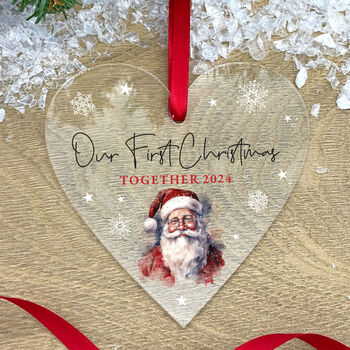 Personalised Heart Traditional Santa Acrylic Bauble Hanging Decoration, 4 of 4