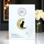 Black Kawaii Cat On Moon Hard Enamel Pin Brooch, Friendship Jewellery Gift, thumbnail 3 of 9
