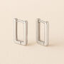 Sterling Silver Rectangle Huggie Hoop Earrings, thumbnail 1 of 5