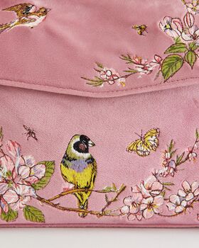 Morning Song Bird Embroidered Mini Pink Tote, 6 of 10