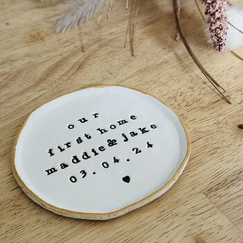 Personalised New Home Clay Key Dish Gold, Decorative Key Tray, 2 of 2