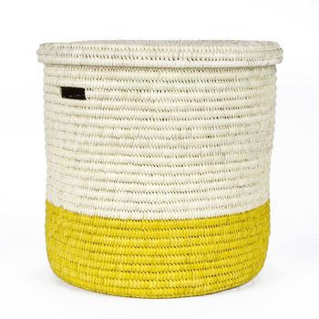 Yellow Colour Block Lidded Laundry Basket, 3 of 6
