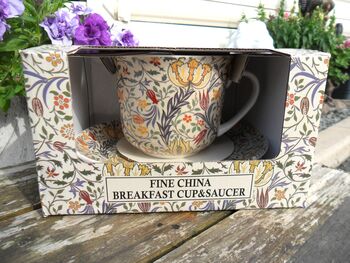 Large Cup And Saucer In William Morris Flora Design, 7 of 8
