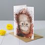 Orangutan Art Greeting Card, thumbnail 1 of 2