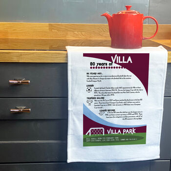 Years Of Being A Villan Tea Towel Birthday Gift For Aston Villa Fan, 4 of 6