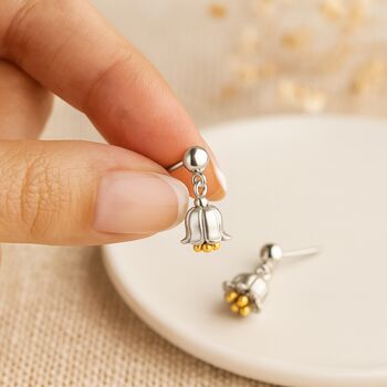Sterling Silver Lily Of The Valley Stud Earrings: May Birth Flower – 13mm X 7mm, 6 of 6