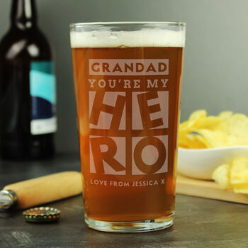 Daddy You're My Hero Pint Glass, 2 of 5