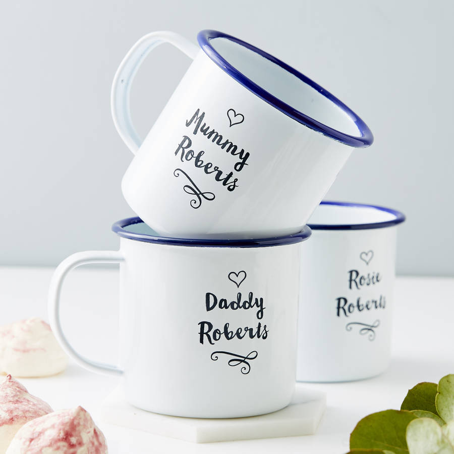 Family Personalised Enamel Mug Set, 1 of 2