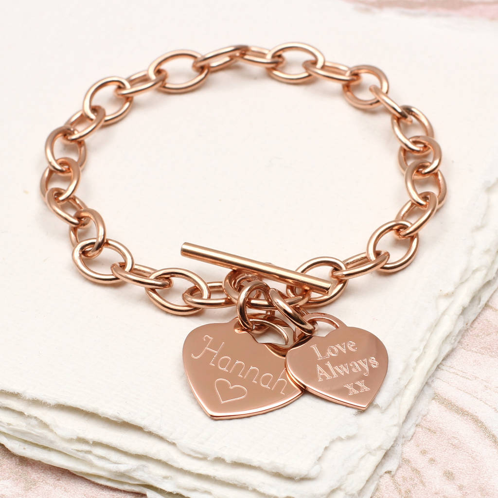 personalised rose or yellow gold charm chain bracelet by hurleyburley ...