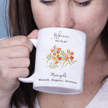 Birth Flower Personalised Water Colour Mug, 9 of 12