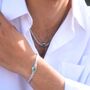 Silver Opal Gemstone Cuban Chain Bracelet For Men, thumbnail 2 of 12