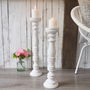 Tall White Wooden Candlestick Two Sizes, thumbnail 5 of 8