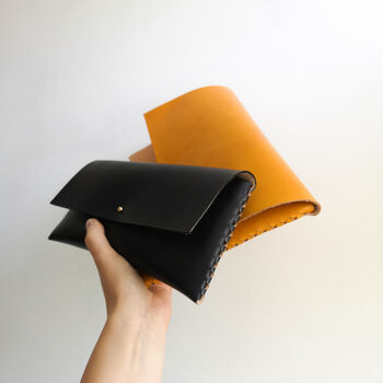 Leather Clutch Bag With Interlocking Seam, 10 of 12