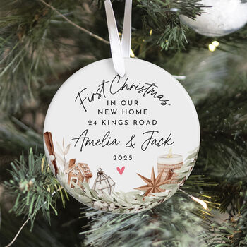 Personalised First Christmas In New Home Ceramic Ornament, 6 of 7