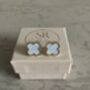 Clover White Stud Earrings, thumbnail 1 of 3