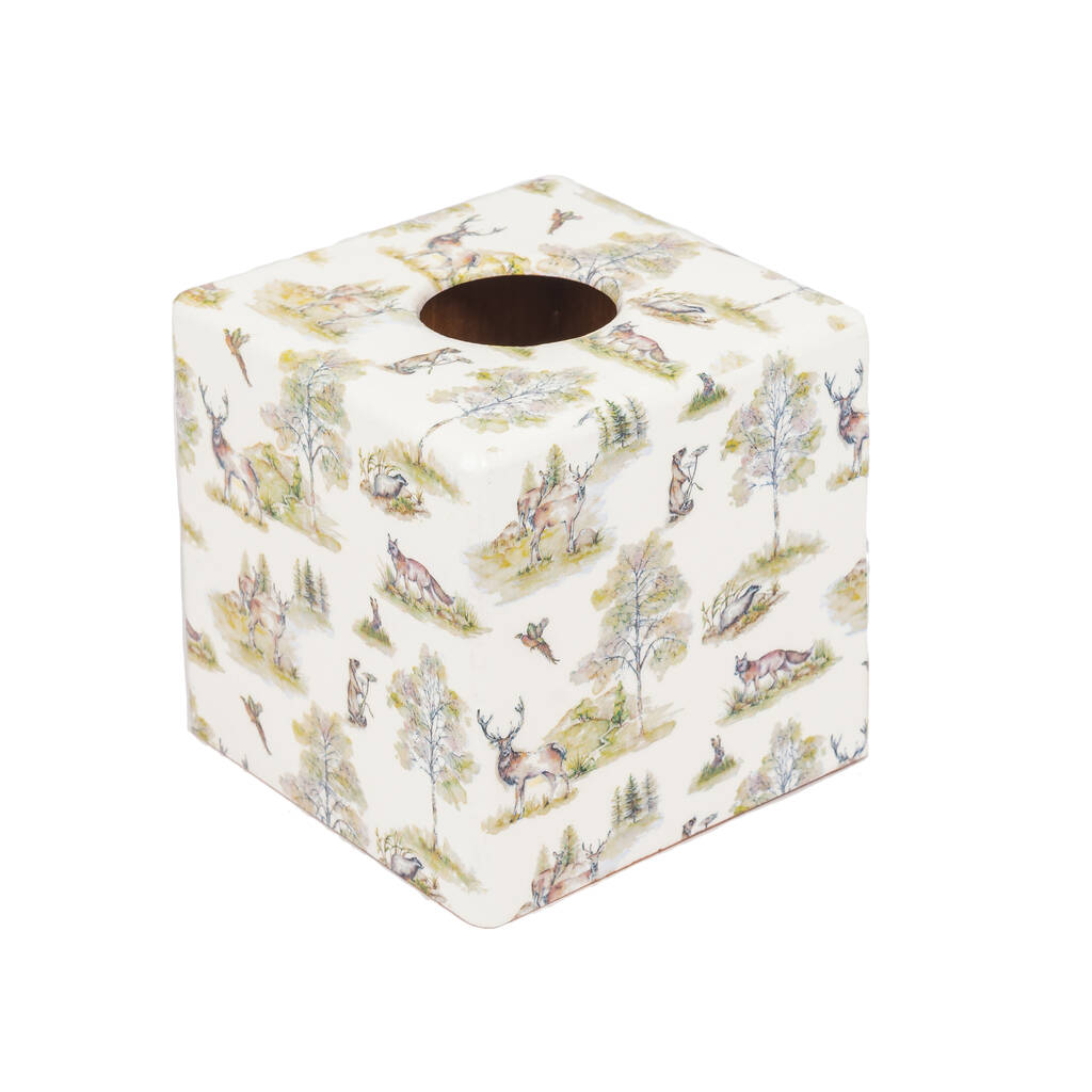 Wooden Tissue Box Cover Woodland Animals, 1 of 2