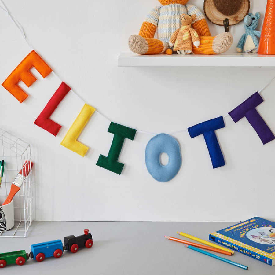 personalised felt name garland by the secret craft house
