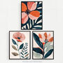 Set Three Wall Art Prints A4 Poppy Flowers Floral, thumbnail 6 of 7