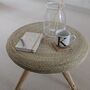 Round Wooden Side Table With Wicker, thumbnail 1 of 4