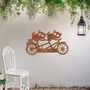 Metal Cat Duo On Bicycle Wall Art For Garden Decor, thumbnail 1 of 10