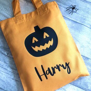 Personalised Halloween Pumpkin Treat Bag, 2 of 3