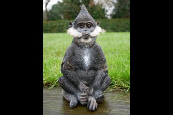 Bearded Monkey Chimp Figurine – Black And White Ornament, 6 of 6