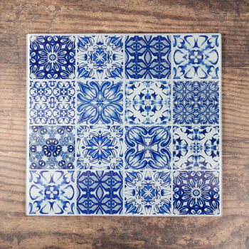 'Mixed Tiles' Worktop Protector Blue And White, 4 of 12