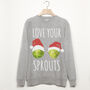 Love Your Sprouts Men's Christmas Sweatshirt, thumbnail 1 of 2