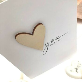 Wooden Heart Charm Personalised Valentines Card, 2 of 6