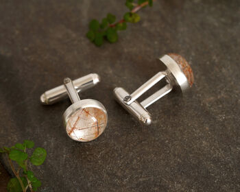 Rutilated Quartz Cufflinks In Solid Sterling Silver, 3 of 3