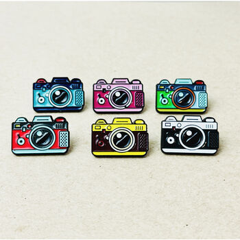 Vintage Camera Pin Badge Colourful Retro Enamel Pin, 4 of 7