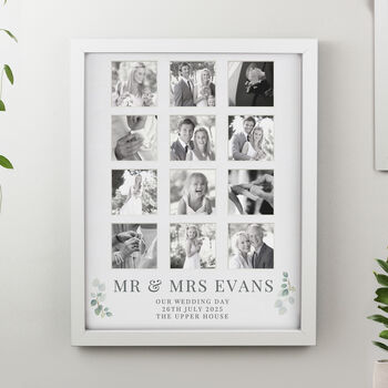 Personalised Botanical White Multi Photo Frame Wedding Gift, 4 of 6