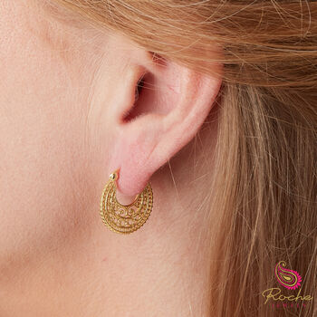 Filigree Gold And Silver Boho Style Hoop Earrings, 6 of 11