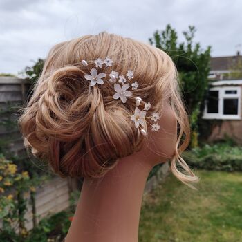 Pearl Flower Bridal Hair Pins Set Of Two, 3 of 12
