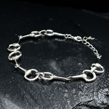 Petite Size Sterling Silver Snaffle Bit Bracelet, 2 of 12