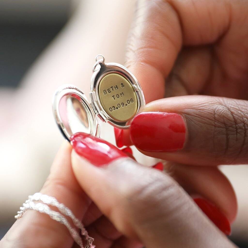 Personalised Engraved Oval Locket Necklace By Lisa Angel