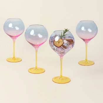 G Decor Set Of Four Gin Glasses With A Rainbow Hue, 2 of 4
