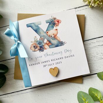 Christening/Baptism Card For Little Boy, Personalised, 2 of 5