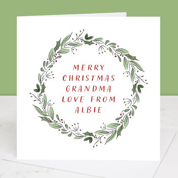 Grandparents Personalised Wreath Christmas Card, 2 of 3