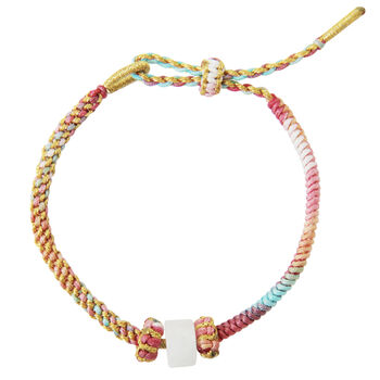 Rainbow And Gold White Jade Lucky Braided Bracelet, 3 of 7