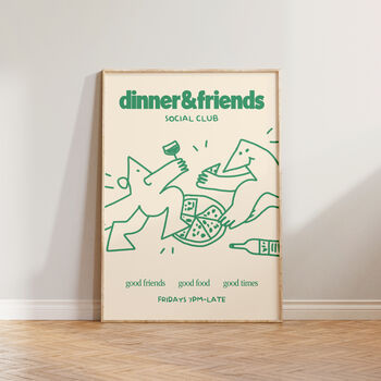 Dinner And Friends Social Club Illustration Print, 3 of 9