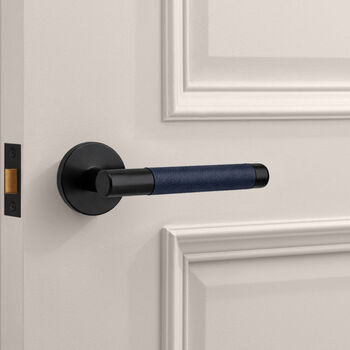 Solid Brass Lever Door Handles With Leather, 4 of 12